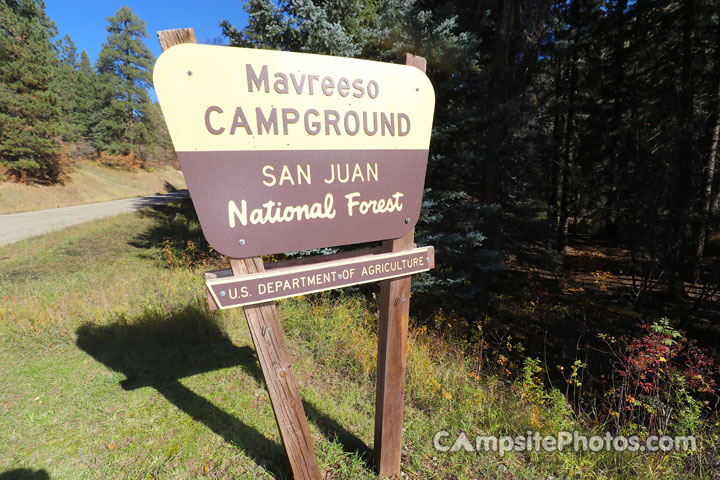 Mavreeso Campground Sign