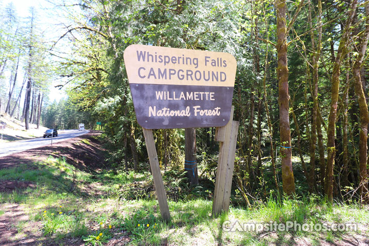 Whispering Falls Campground Sign