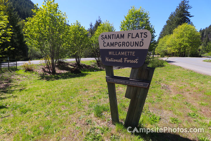 Santiam Flats Campground Sign