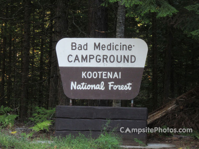 Bad Medicine Campground Sign