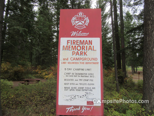 Fireman Park Campground Sign