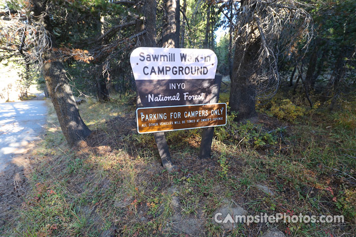 Sawmill Walk-In Campground Sign