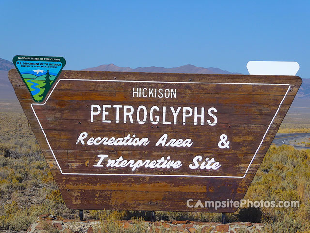 Hickison Petroglyphs Rec Area Campground Sign