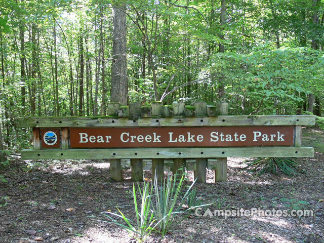 Bear Creek Lake State Park Sign