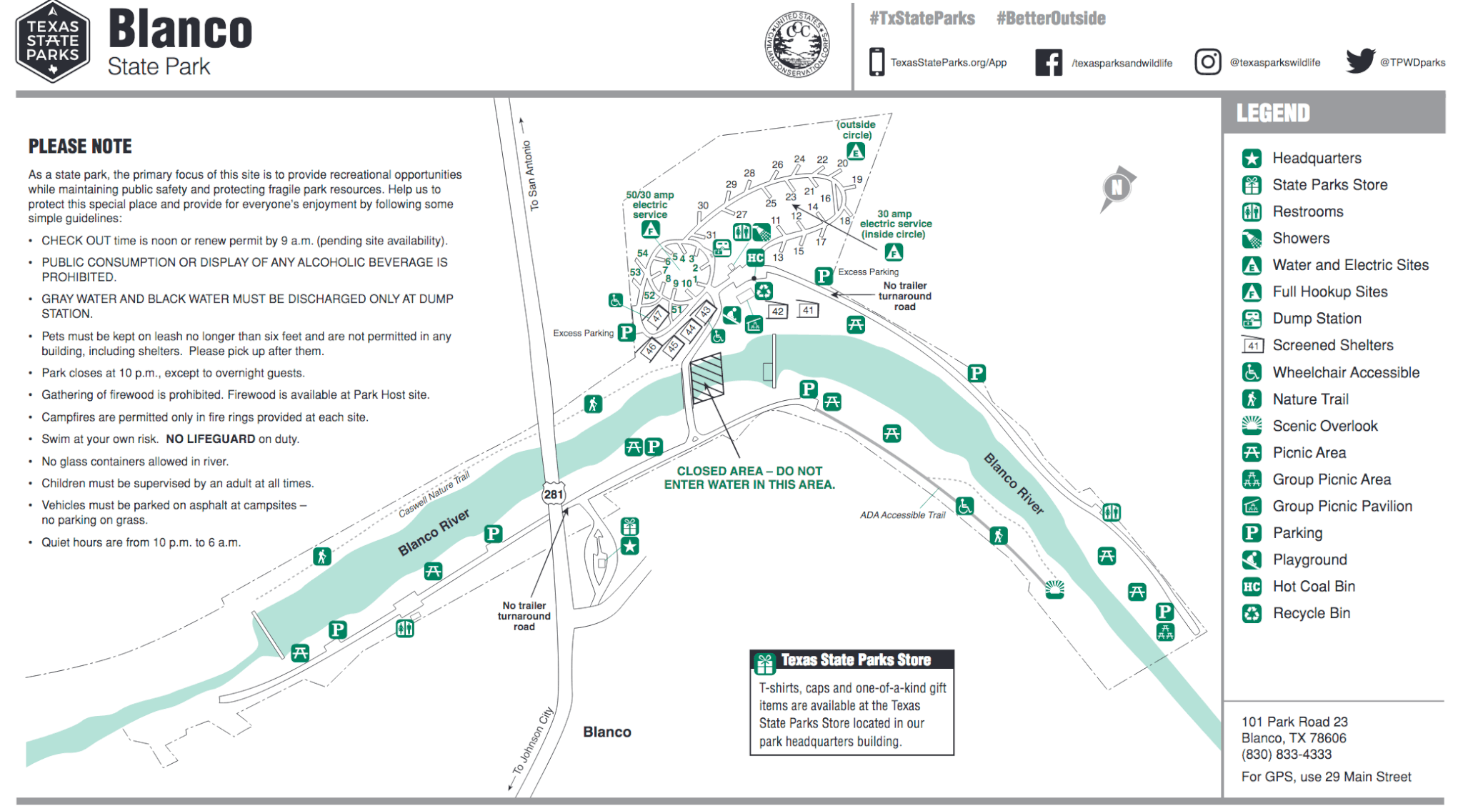 Blanco State Park Map