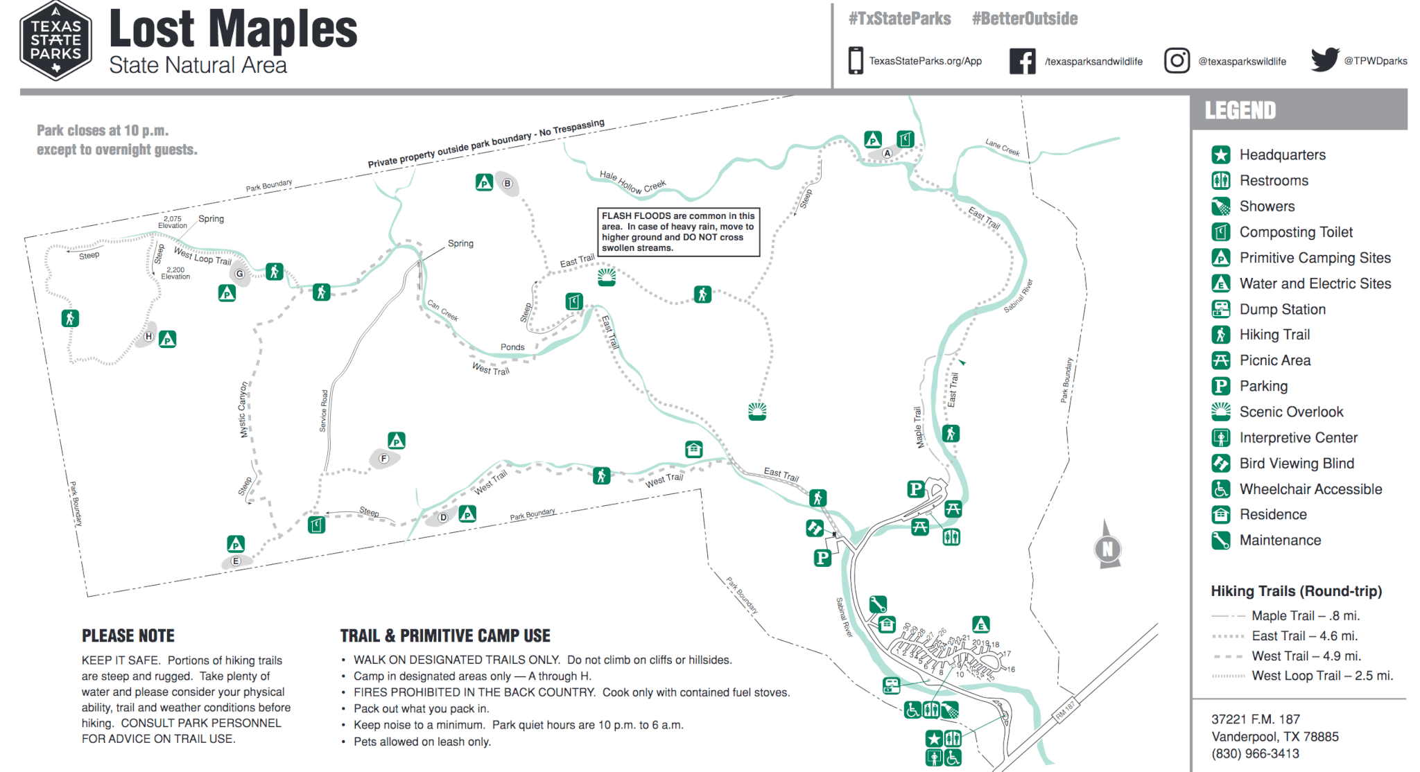 Lost Maples Park Map