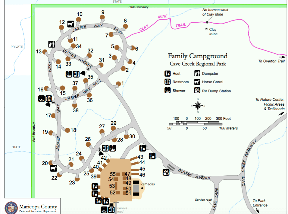 Cave Creek Regional Park Campground Map 