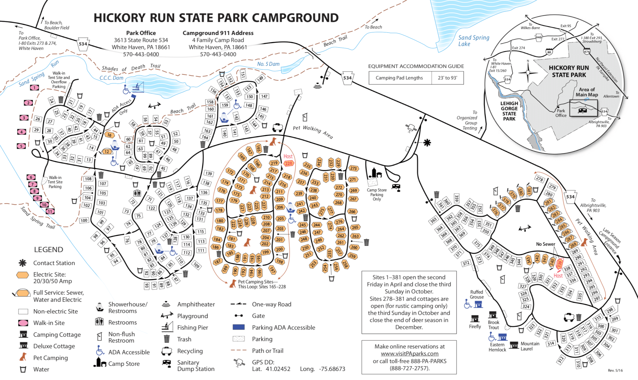 Campsite Map HICKORY RUN STATE PARK, PA Pennsylvania State Parks Campground ...