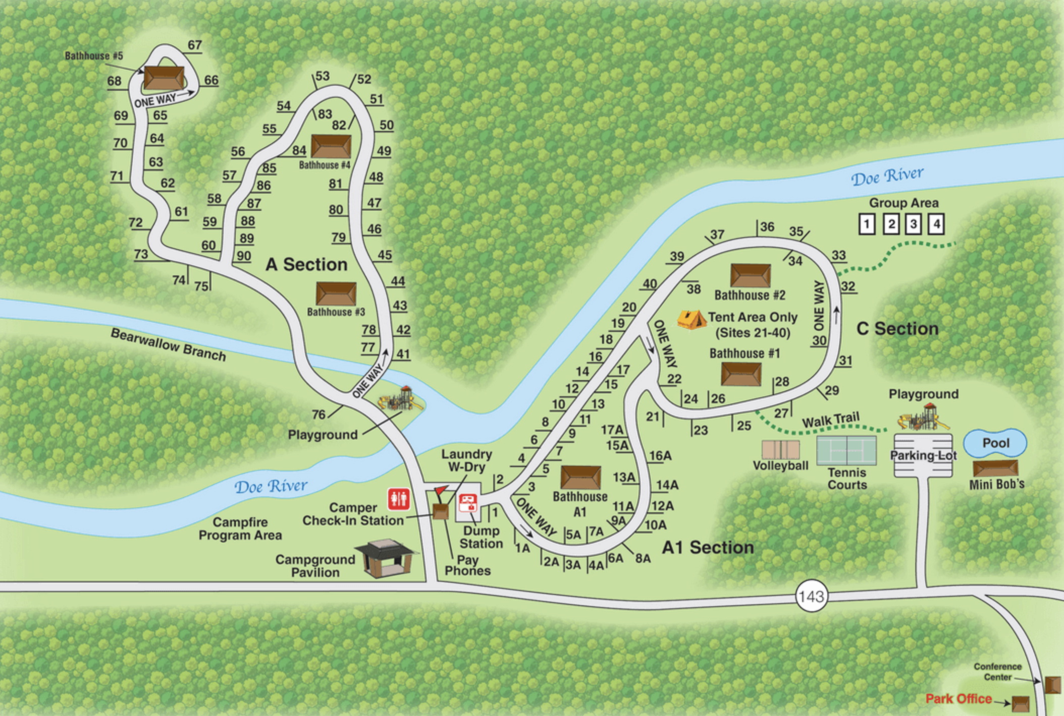 Roan Mountain State Park Campground Map.